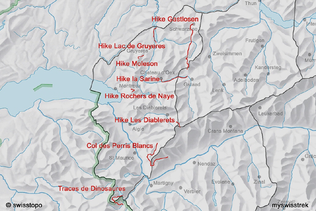Lage Wandern und Bergtouren Westschweiz