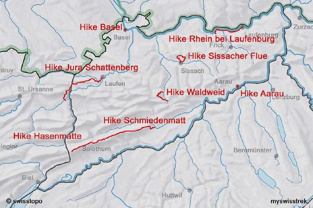 Lage Wandern & Bergtouren Nordwestschweiz