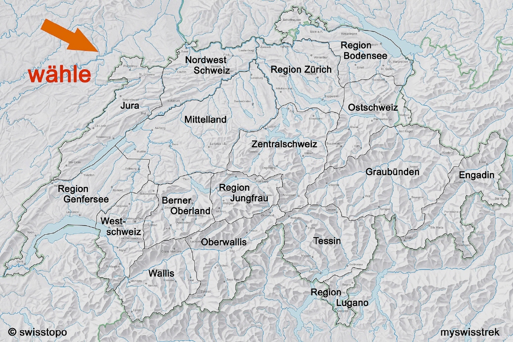 Karte Trekking Schweiz