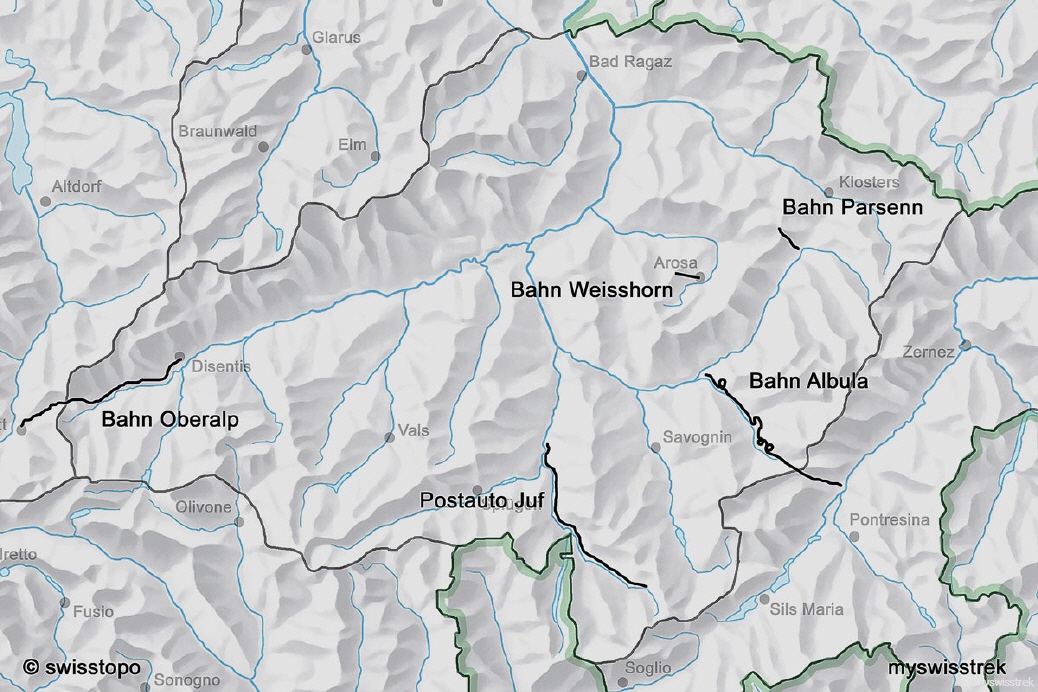 Lage Bahn, Bus & Schiff Graub&uuml;nden