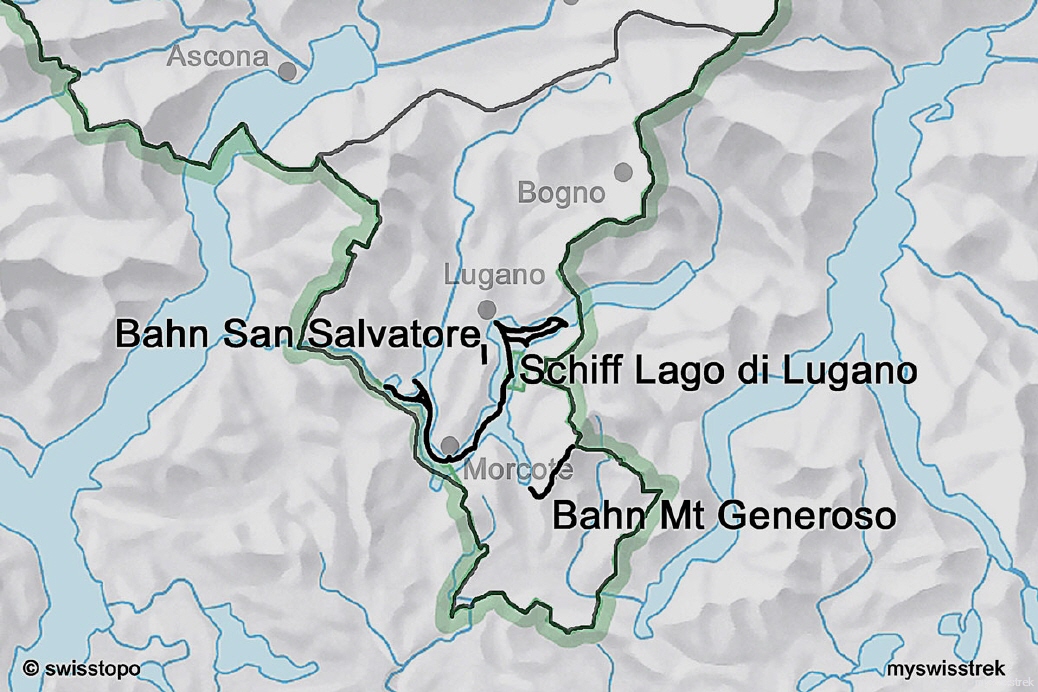 Lage Bahn, Bus & Schiff Region Lugano