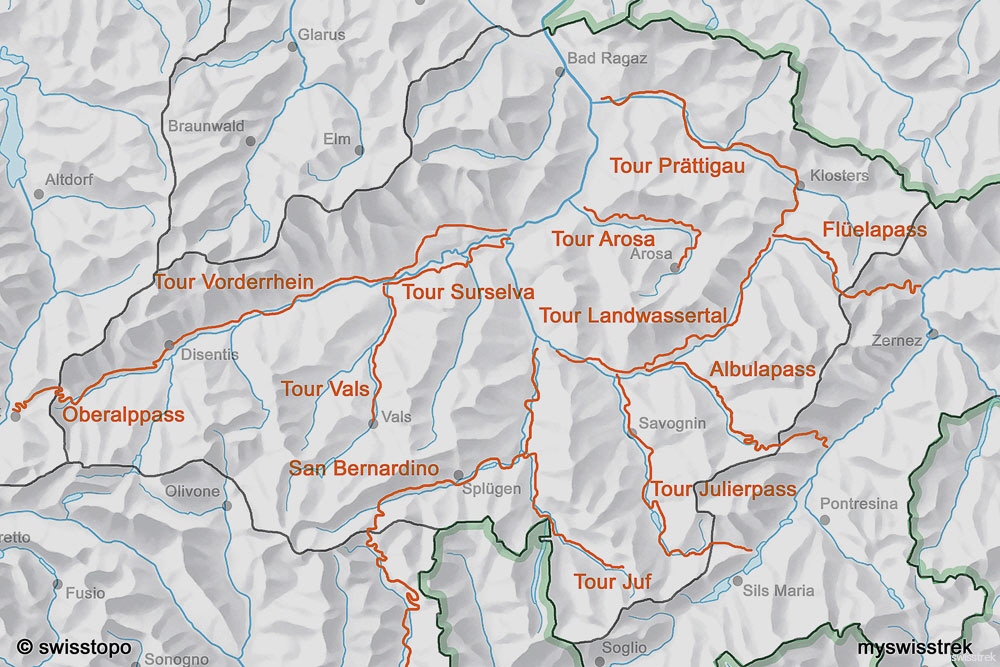 Lage Karte Wohnmobil Touren Graubünden