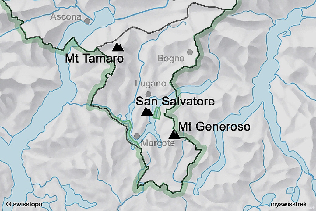 Lage Berge & Gipfel Region Lugano