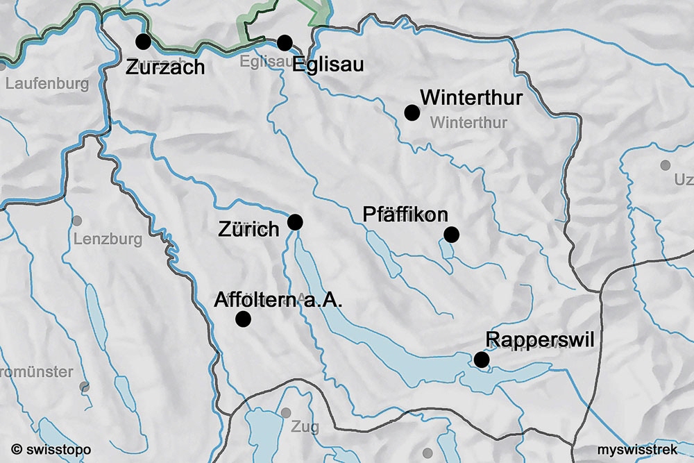 Karte Ferienorte Region Zürich