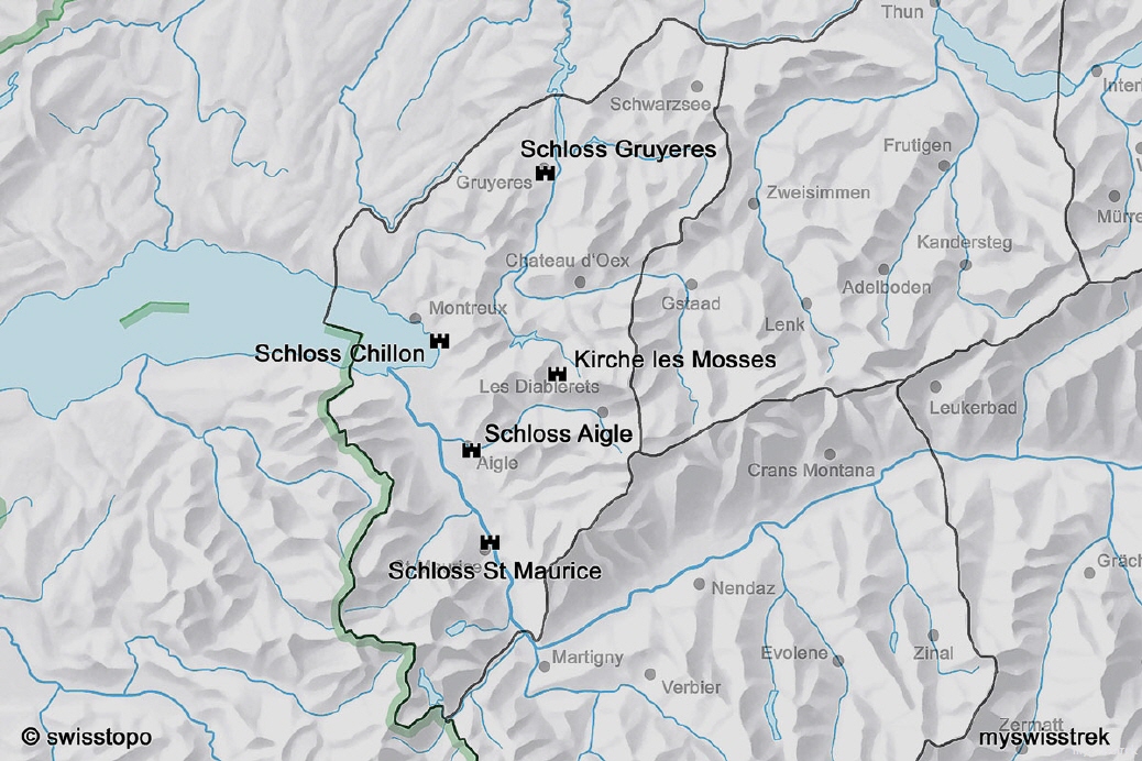 Karte Burgen & Schlösser Westschweiz
