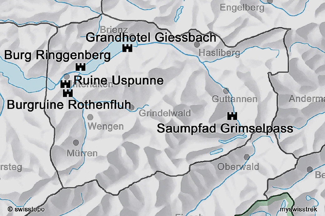 Lage Burgen & Schlösser Region Jungfrau
