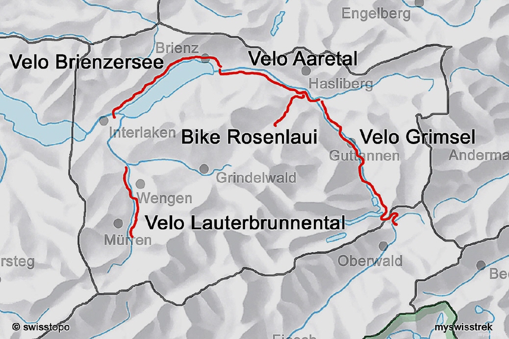 Karte Velo & Bike Region Jungfrau
