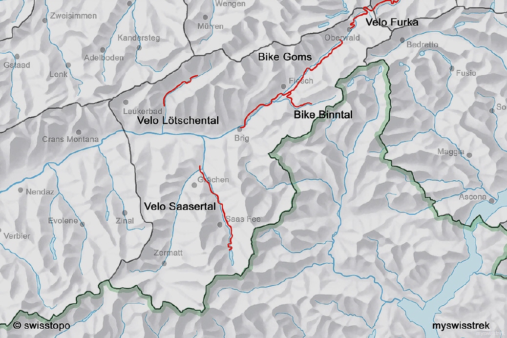 Karte Velo & Bike Oberwallis