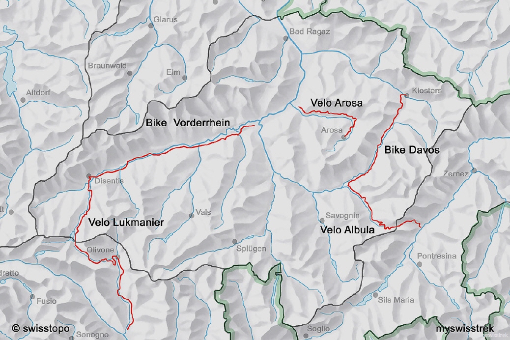 Karte Velo & Bike Graubünden
