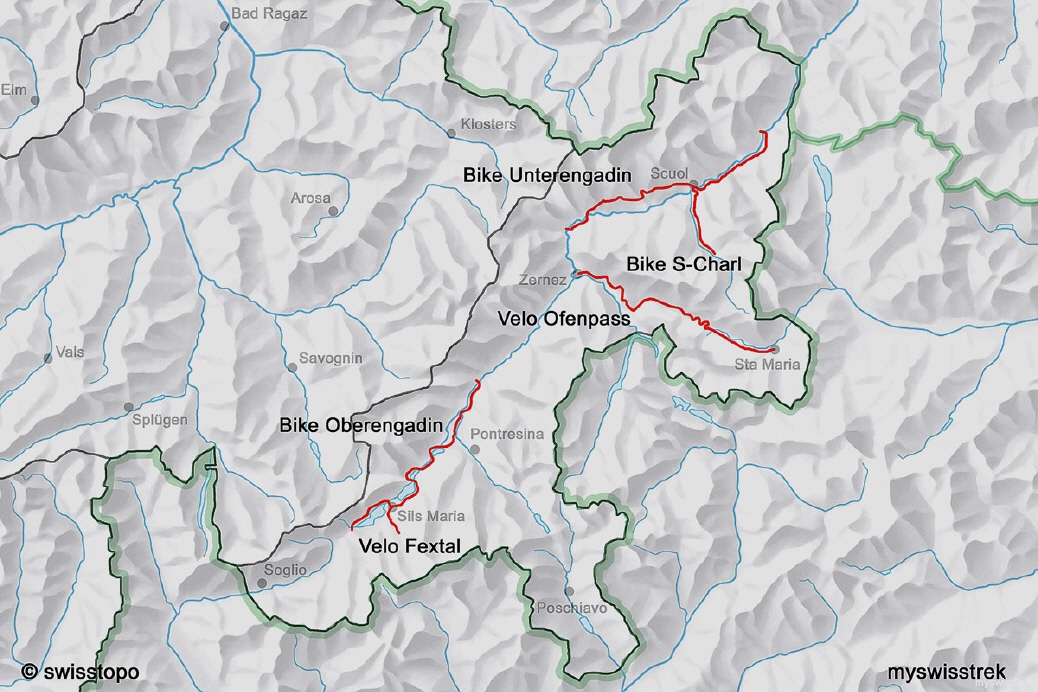 Karte Velo & Bike Engadin