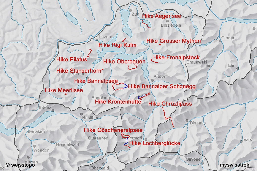 Lage Wandern & Bergtouren Zentralschweiz