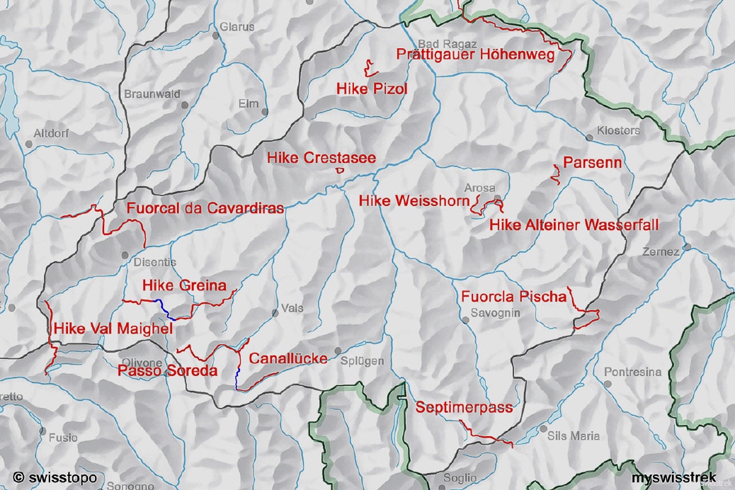 Lage Wandern & Bergtouren Graubünden