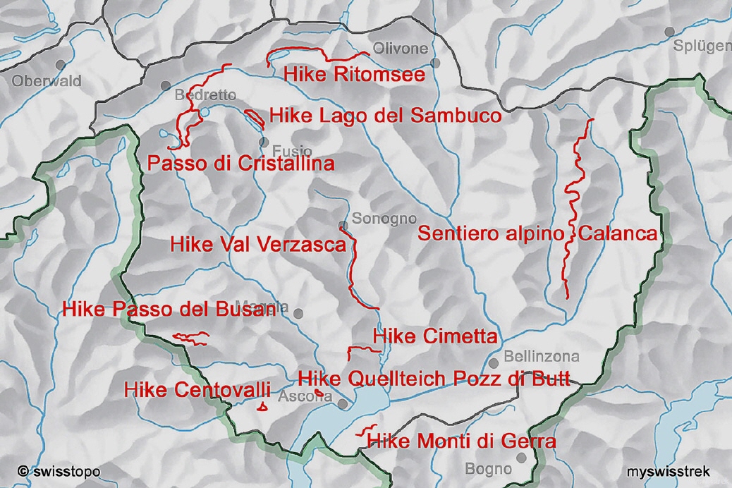 Lage Wandern & Bergtouren Tessi