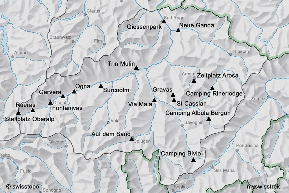 Lage Camping & Zeltplätze Graubünden